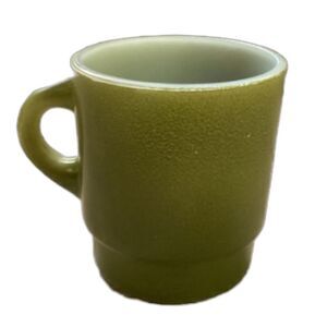 FIRE KING Anchor Hocking Avocado Green Round Handle STACKABLE Mug Cup 8 oz